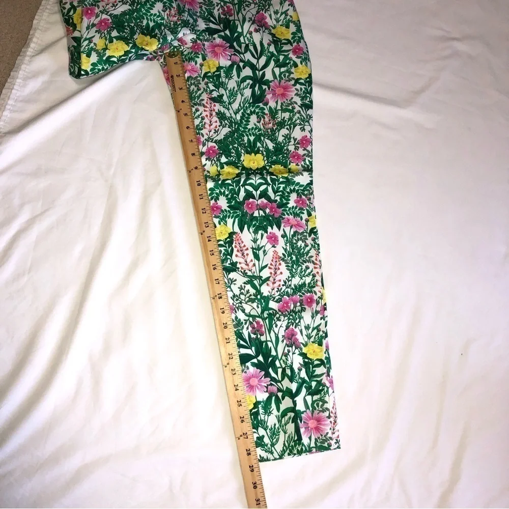Talbots RSVP Floral Pants Stretch Cotton New Size 6 Tapered Side Zip Brunch